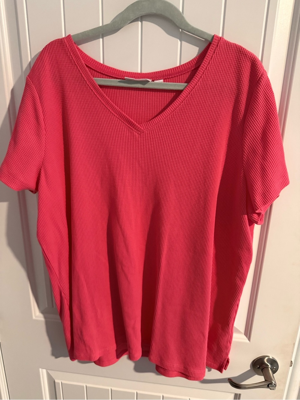 Belle by Kim Gravel Waffle Knit V-Neck Top — 2X